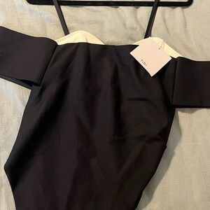 Tibi Black and White Off-Shoulder Blouse